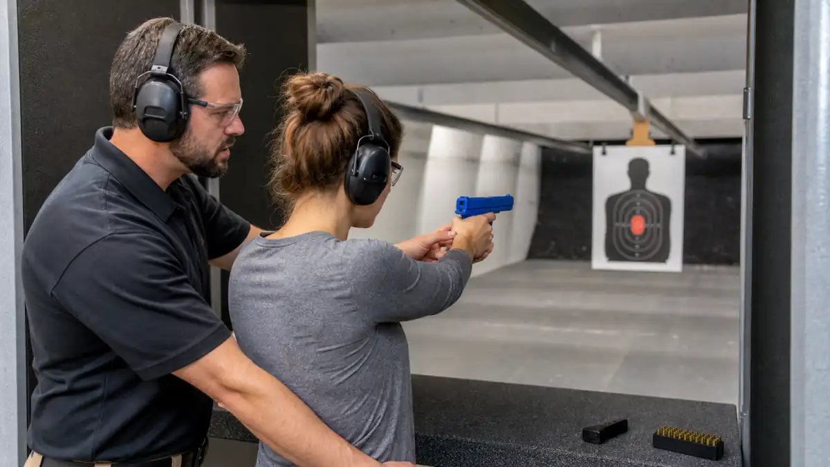 Firearm training Michigan beginner working with an instructor