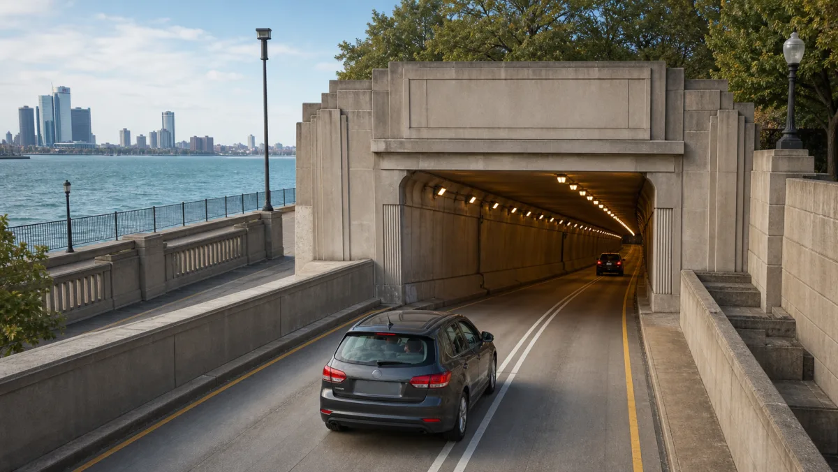 Canadian visitors approaching the Detroit–Windsor Tunnel for a Range 313 day trip