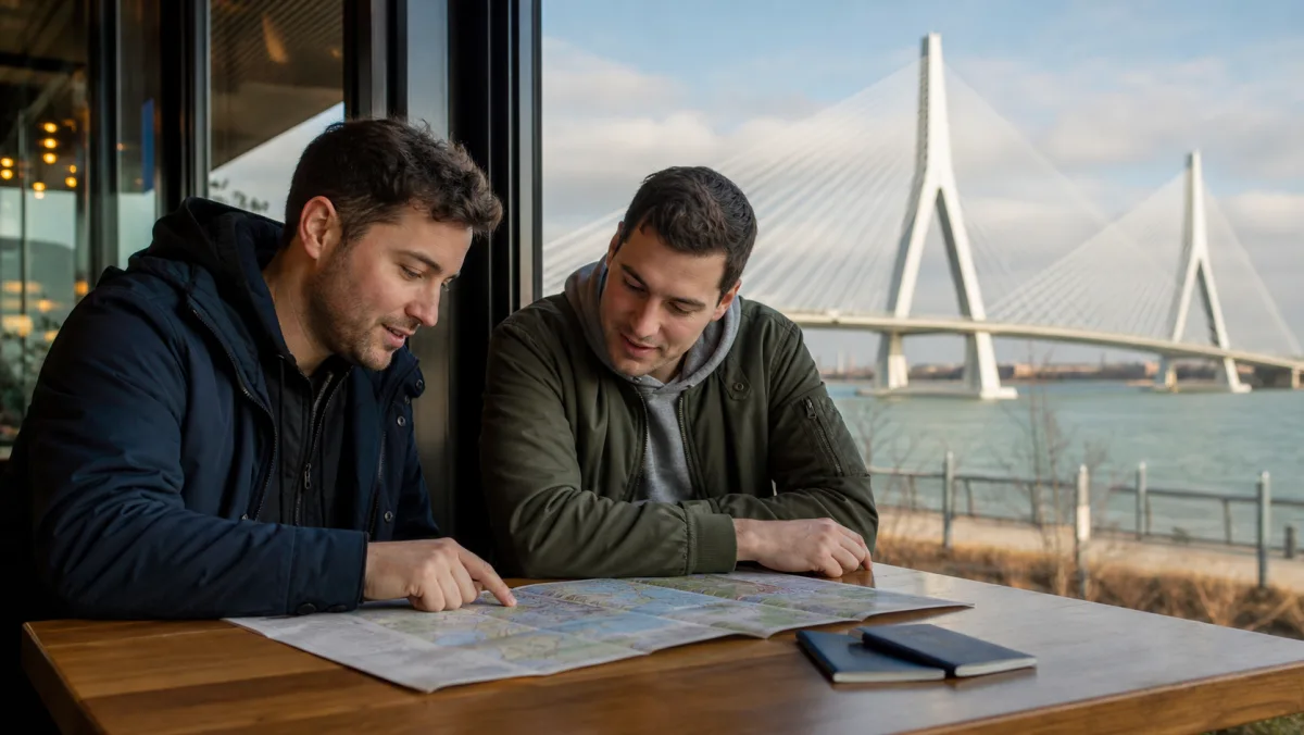 Canadian travelers planning a Detroit-area indoor range visit near the Gordie Howe International Bridge