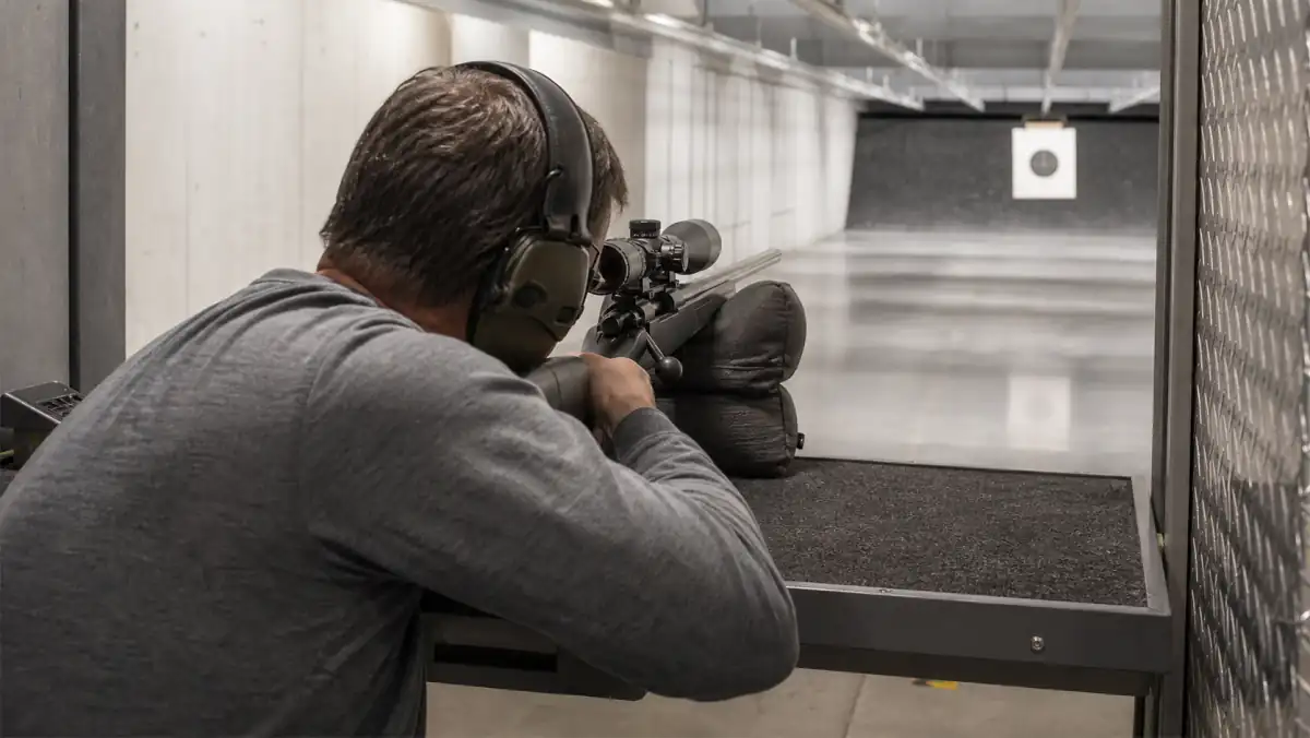 Rifle range Michigan indoor lane prepared for target practice